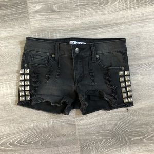 Never worn black studded jean shorts